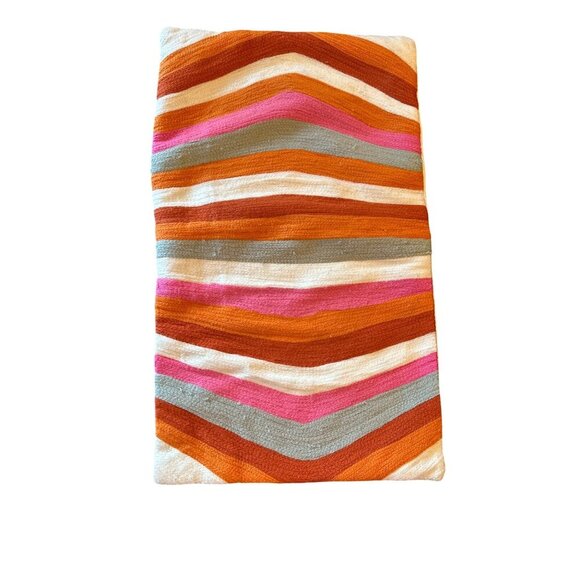 West Elm 12x21 Multicolor Striped Cotton Pillow Cover With Button Closure - Picture 1 of 4